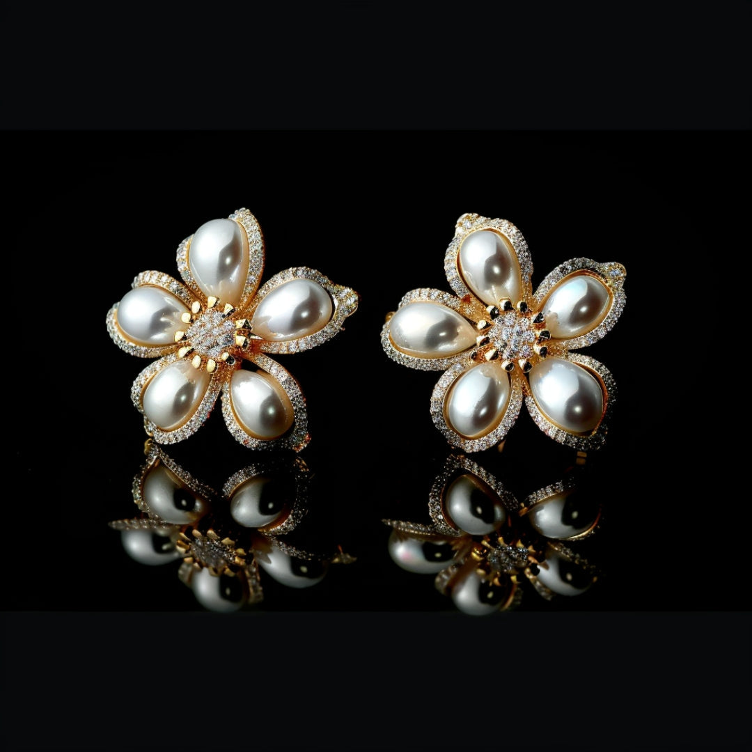 Bright Pearl Flower Earrings