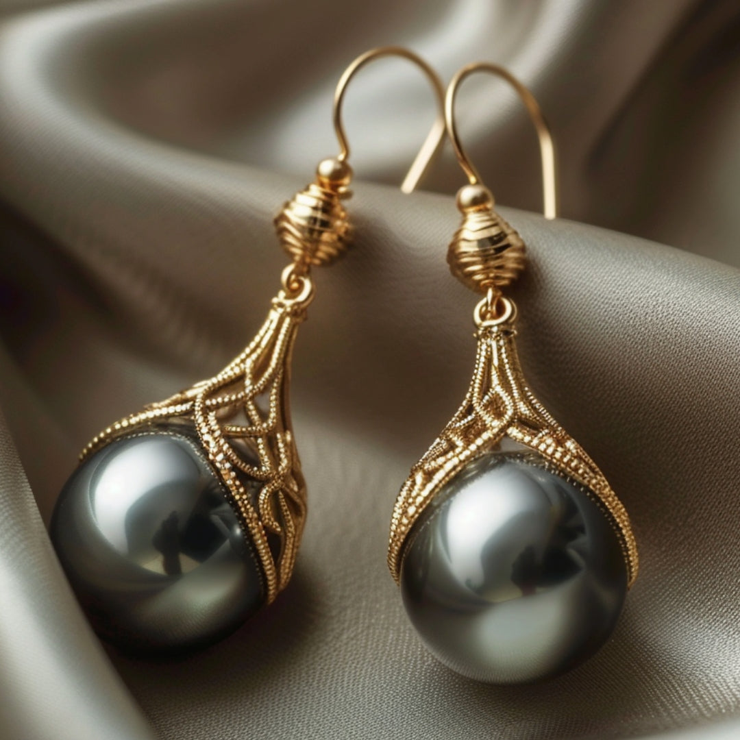Black Pearl Drop Earrings