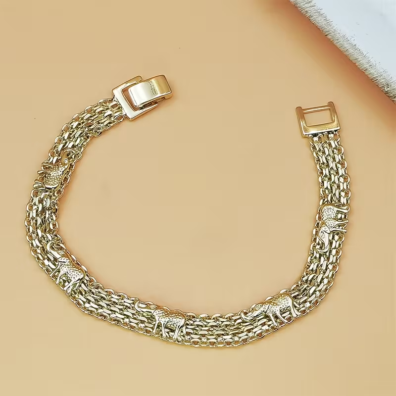 Gold Punk Elephant Bracelet