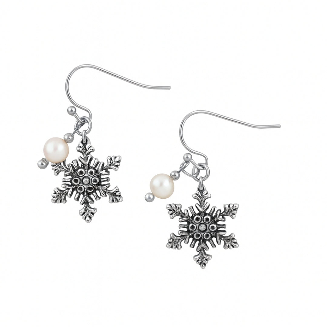 Snowflake Pearl Earrings