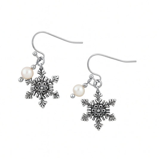 Snowflake Pearl Earrings