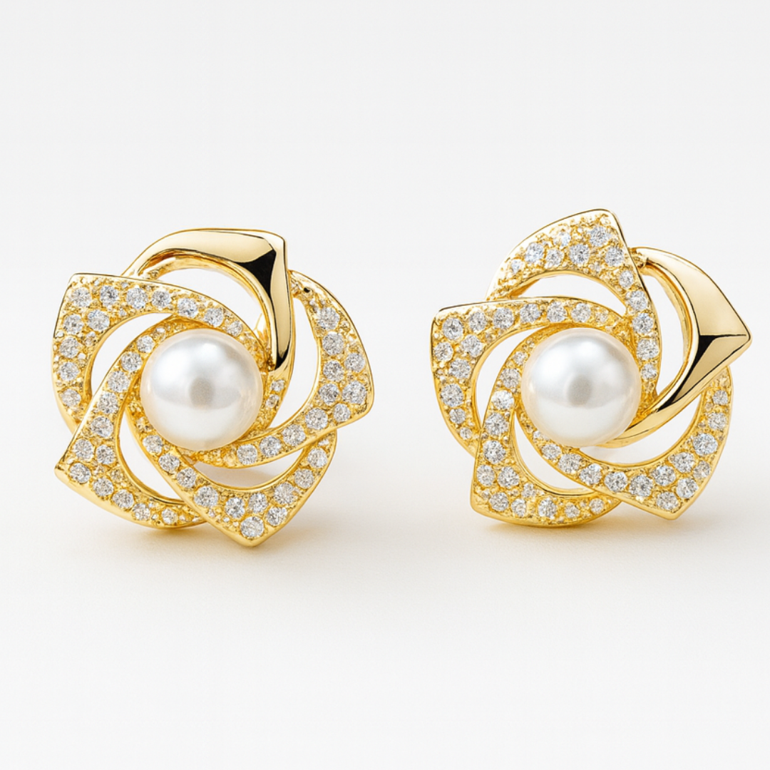 Petal Swirl Pearl Studs