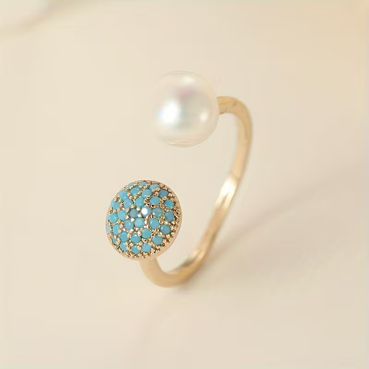 Cluster & Pearl Open Ring