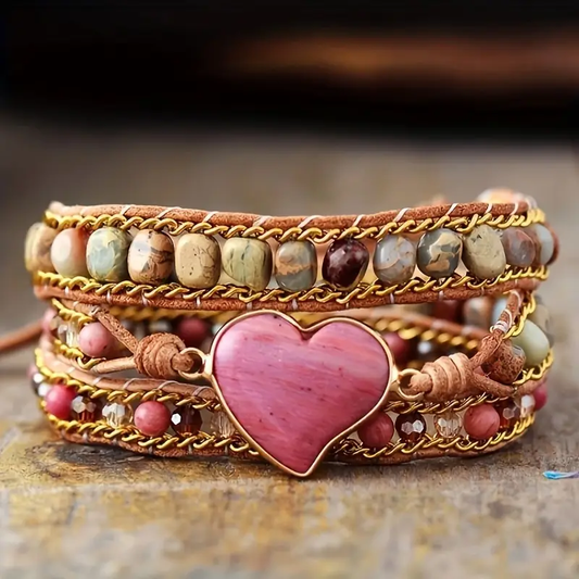 Pink Heart Leather Bracelet Pack