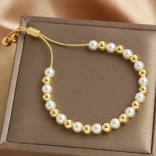 Gold & Pearl Beads Bracelet